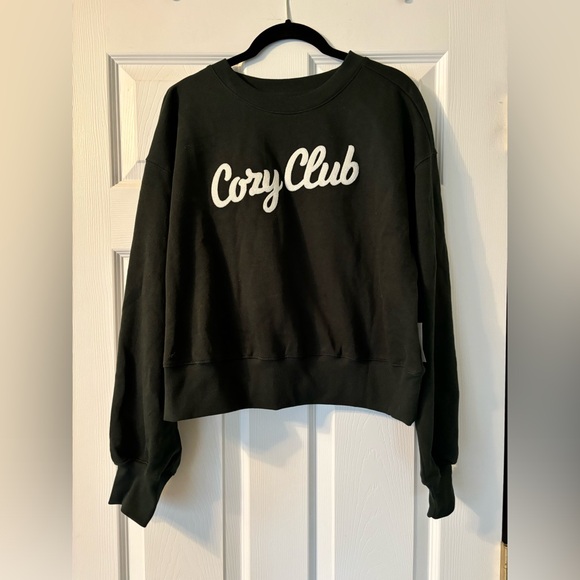 NWT SoComfy Old Navy Graphic Drop-Shoulder Green Crew-Neck Sweatshirt Size M - Picture 6 of 6